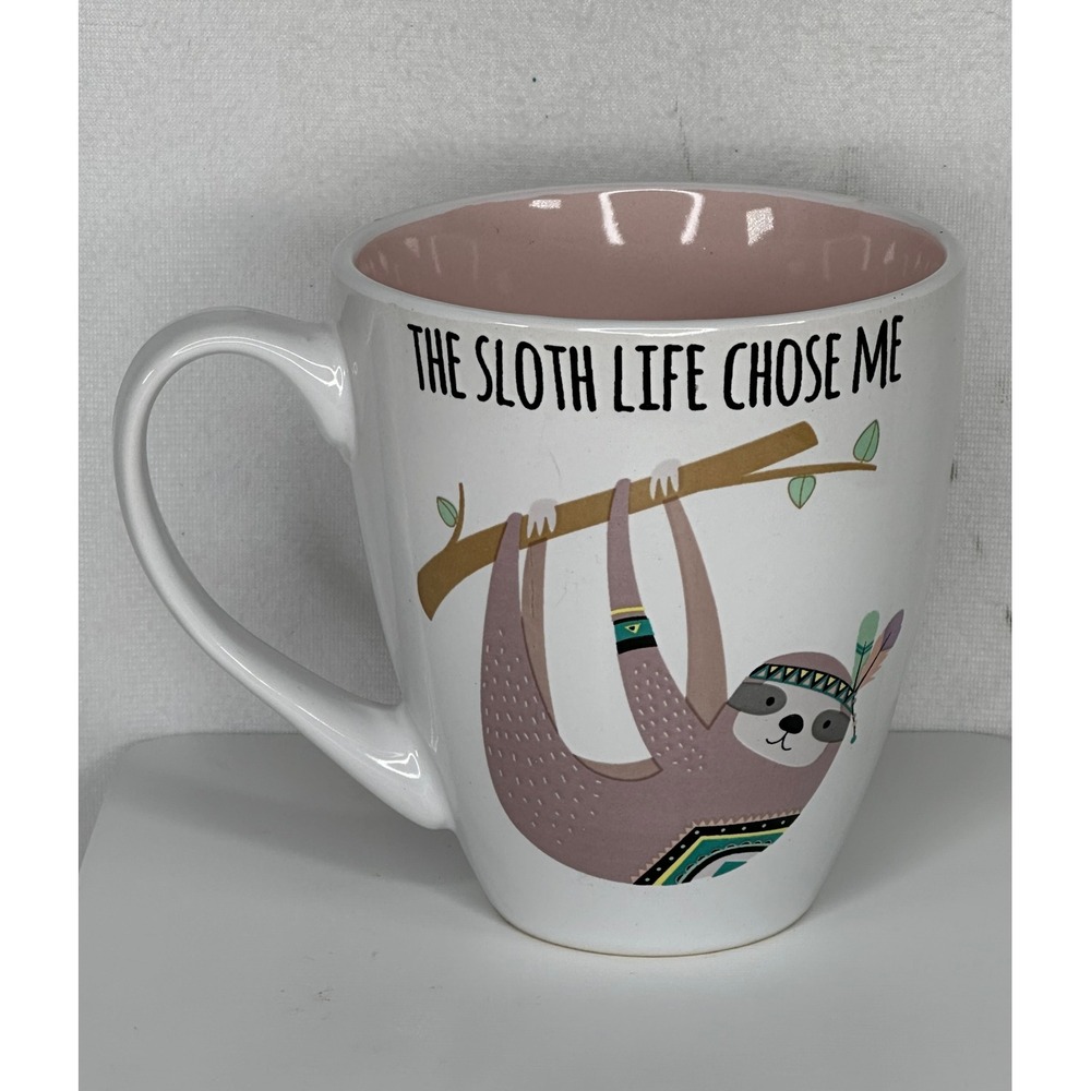The Sloth Life Chose Me Coffee Mug Boho Tribal Sloth Pink Interior Ceramic Cup
